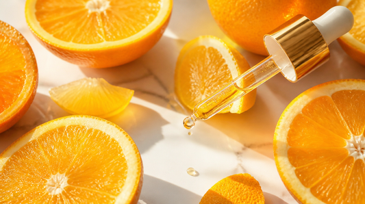 Sérum de vitamina C con naranjas frescas para el cuidado de la piel